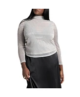 Eloquii Plus Shine Textured Turtleneck Top