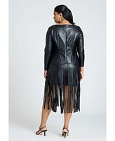 Eloquii Plus Fringe Faux Leather Dress