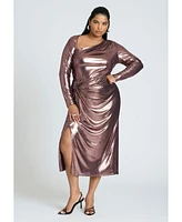 Eloquii Plus Metallic Asymmetric Neckline Top