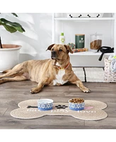 Bone Dry Portuguese Blue Tile Pet Bowl Set/2