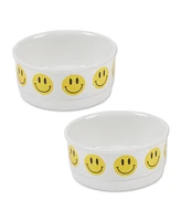 Bone Dry Smiley Face Pet Bowl Set/2