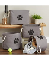 Bone Dry Collapsible Pet Storage Bin with Rope Handles Solid Paw Print