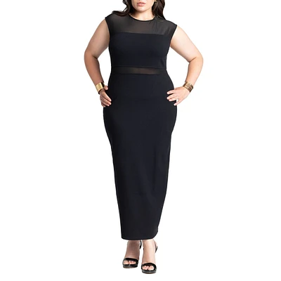Eloquii Plus Cap Sleeve Mesh Midi Dress