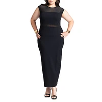 Eloquii Plus Cap Sleeve Mesh Midi Dress