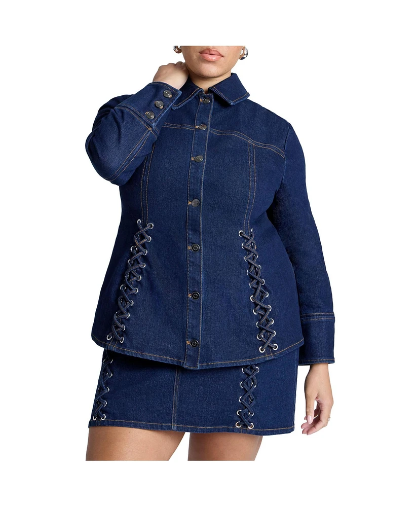 Eloquii Plus Laced Denim Jacket