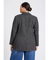 Eloquii Plus Plaid Tweed Blazer