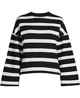 Lands' End Women's Bell Sleeve Stripe Sweatshirt