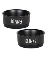 Bone Dry Dinner Drinks & Dessert Pet Bowl Set/2