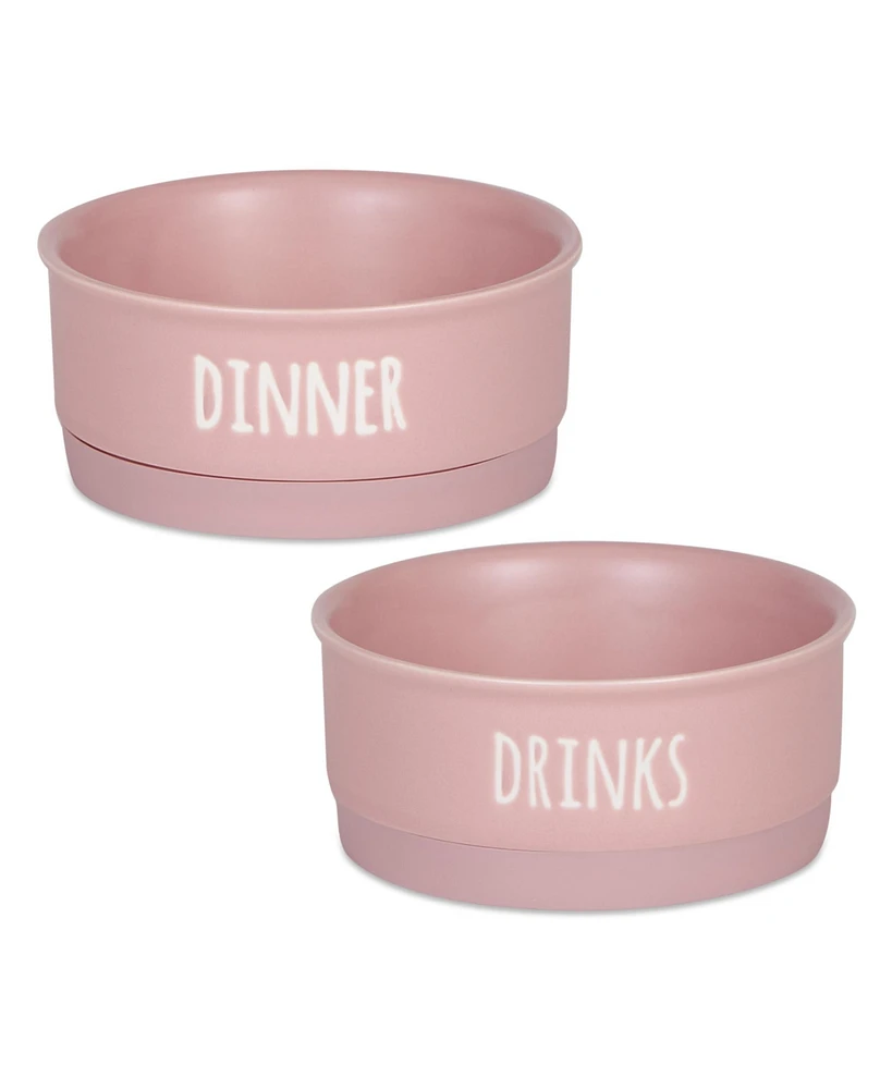 Bone Dry Dinner Drinks & Dessert Pet Bowl Set/2