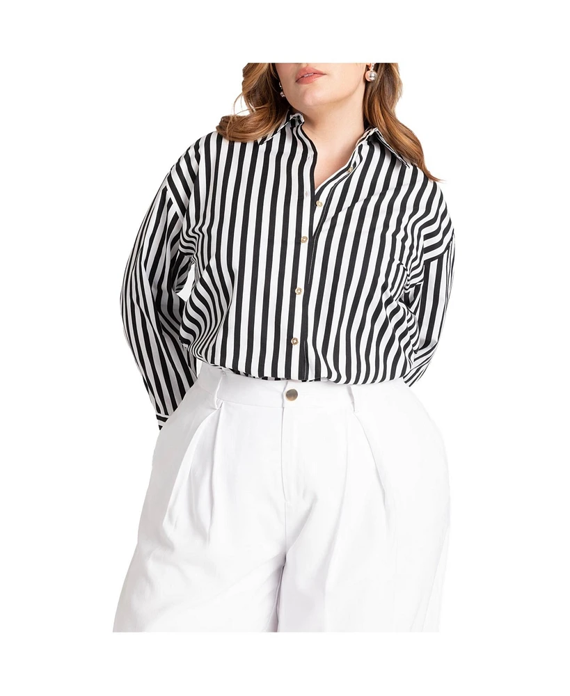 Eloquii Plus Preppy Striped Button Down