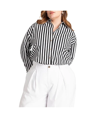 Eloquii Plus Preppy Striped Button Down