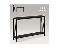 gaomon Entryway Table, Industrial Console Table with V Design, 43" 2 Tier Sofa Table with Storage, Narrow Console Table for Entryway Living Room