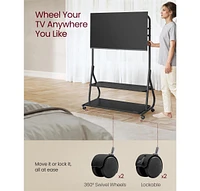 Slickblue Rolling Tv Stand with Wheels and Power Outlets Fits Flat Curved TVs up to 75 Inches and 88 lbs