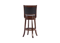 Slickblue Solid Wood Bar Stool with Faux Leather Swivel Seat for Kitchen or Bar