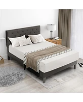 Gouun Full Size Upholstered Platform Bed with Tufted Headboard-Full Size