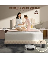 Gouun Heavy Duty Upholstered Bed Frame with Rivet Headboard-Full Size