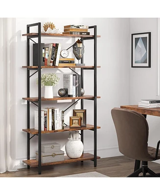 Tribesigns 5 Tier Bookshelf, Modern Etagere Bookcase with Metal Frame, Tall Book Shelf Unit for Living Room, Study, Home Office, Black Friday Deals