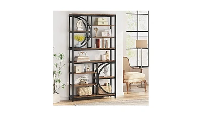 Tribesigns Bookshelf, Industrial 8-Tier Etagere Bookcases, 77-Inch Tall Book Shelf Open Display Shelves, Wood Look Accent Shelving Unit with Metal Fra