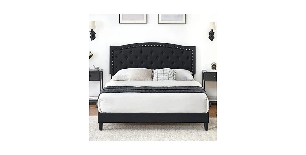 gaomon Queen Bed Frame with Adjustable Headboard, Platform Bed Frame