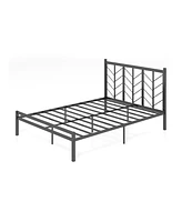 Gouun Queen Size Platform Bed with Headboard and Metal Frame-Queen Size