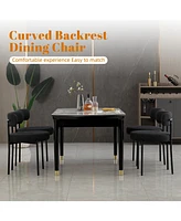 Dyhome Modern Accent Chair, Upholstered Dining Chairs Set Of 4, Short Plush Fabric, Armless Chair With Backrest, Sherpa For Room,