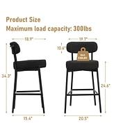Dyhome Bar Stools Set of 2, 27 Inches Counter Height Kitchen with Back, Modern Metal Tall for Island