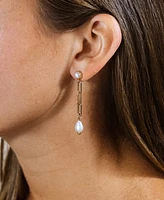 Sterling Forever Fayelynn Mother of Pearl Chain Drop Earrings