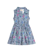 Disney Minnie Mouse Mickey Daisy Lilo & Stitch Princess Belle Ariel Girls Chambray Skater Dress Toddler to Big Kid