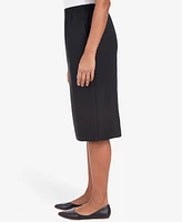 Alfred Dunner Petite Cinch Waist Midi Skirt with Slant Pockets