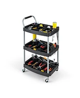 Gouun 3 Layer Detailing Tool Utility Cart Tool Organizer Mobile Rolling Cart with Multiple Divider
