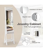 Gouun Freestanding Jewelry Cabinet Armoire Organizer with Bevel Edge Mirror