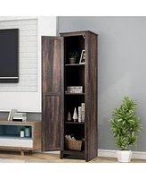 Costway Linen Tower Bathroom Storage Cabinet Tall Slim Side Organizer w/ Shelf