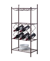 Kings Brand Furniture Freestanding Floor Metal Wine Rack Stand, Wine Bottle Liquor Cabinet with Glass Holder & Storage Shelves – Bronze