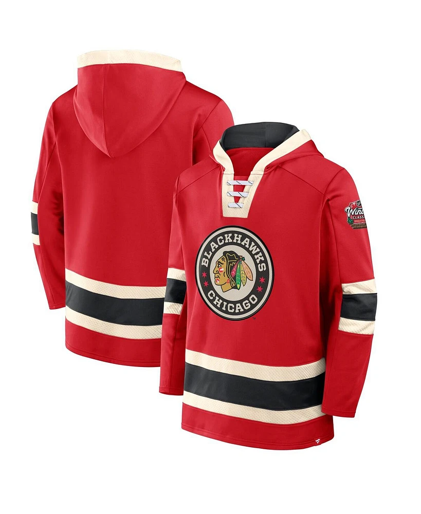 Fanatics Men's Red Chicago Blackhawks 2025 Nhl Winter Classic Inside Line Fleece Pullover Hoodie