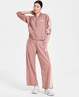 Adidas Womens Cropped Top 3 Stripes Track Jacket Parachute Pants