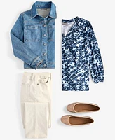 Style Co Printed Top Denim Jacket Straight Jeans Exclusively At Macys