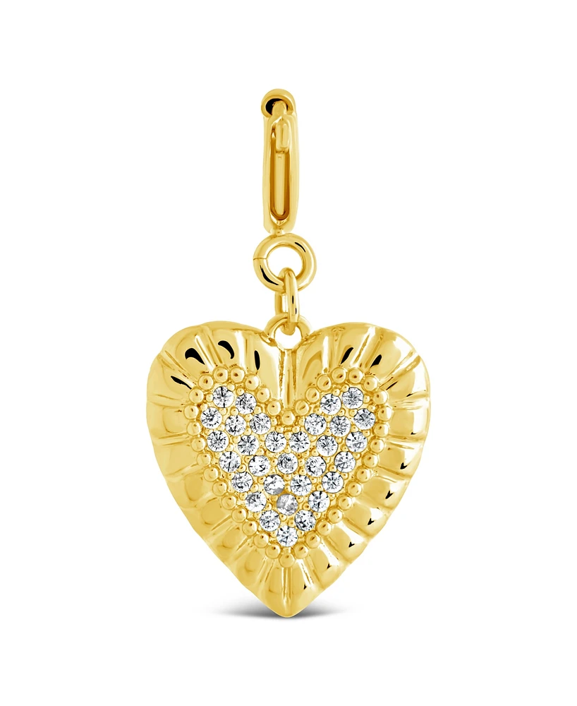 Sterling Forever Cubic Zirconia Heart Shield Charms