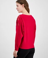 T Tahari Women's Crewneck Dolman-Sleeve Sweater