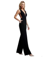 Dress the Population Women's Katrina Plunging-Neck Jumpsuit