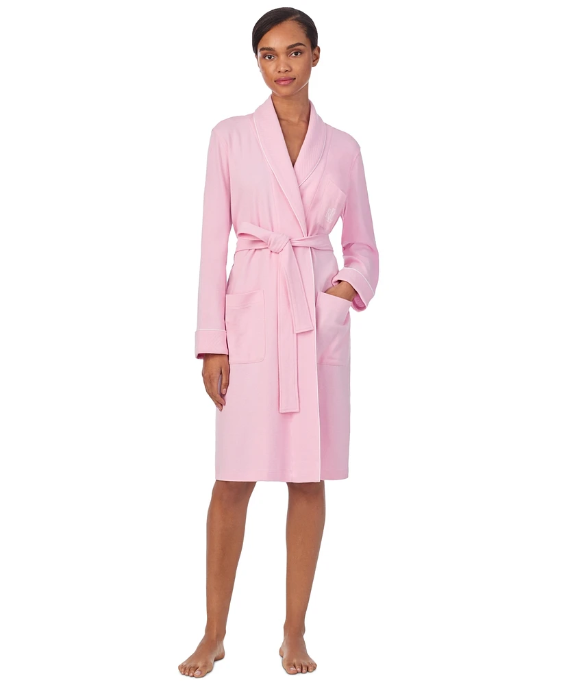 Lauren Ralph Women's Quilted-Collar Cotton Robe