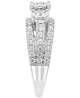 Diamond Three Stone Three Row Engagement Ring (1 ct. t.w.) in 14k White Gold