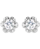 Diamond Scallop Edge Stud Earrings (1/2 ct. t.w.) 14k Gold