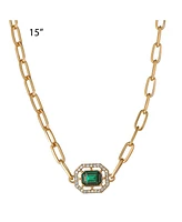 Jessica Simpson Gold-Tone Layered Necklace with Green Gemstone Accent
