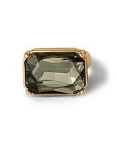 Jessica Simpson Gold-Tone Smoky Black Rectangle Stone Ring