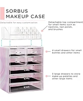 Sorbus Medium Tie-Dye Makeup Organizer Set - (3 Large / 4 Small Drawers/Top Tray)