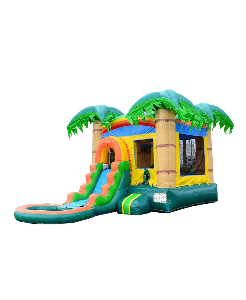 Hero Kiddo HeroKiddo Tropical Breeze Bounce House & Water Slide Combo with Detachable Pool (No Blower Included), Commercial Grade Inflatable