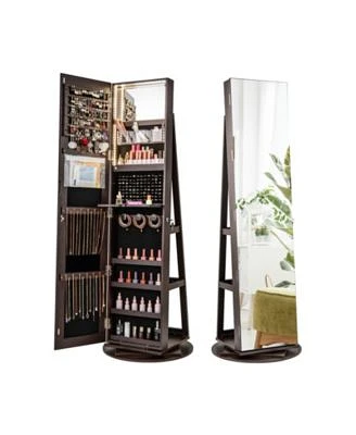 Gouun 360 Xb0 Rotating Mirrored Jewelry Cabinet Armoire 3 Color Led Modes Lockable