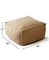 Boucle Bean Bag Ottoman, Square Footrest Pouf, Upholstered Stool for Living Room & Bedroom-Maison Boucle