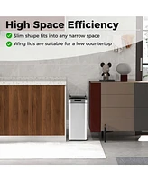 Costway Slim Kitchen Trash Can with Wing Lids 13.2 Gal Automatic Sensor Garbage Can