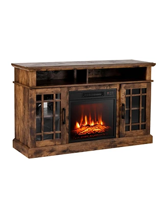 Gouun 48 Inch Electric Fireplace Tv Stand with Cabinets for TVs Up to 55 Inch